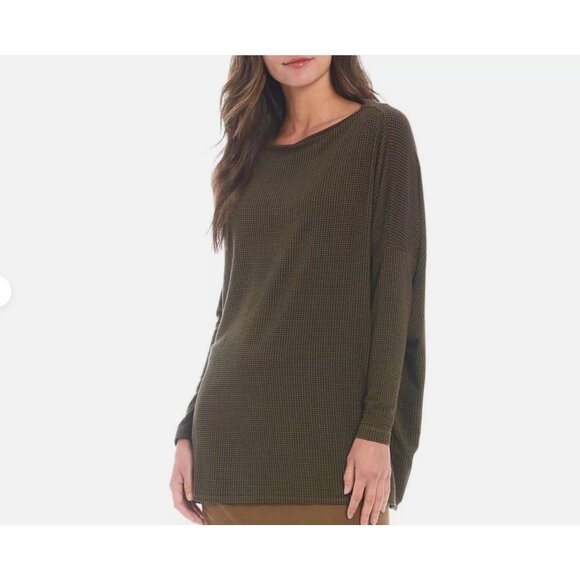 bryn Walker Dimitri Nocola Houndstooth Tunic Top Olive Green Black Large - Picture 2 of 12